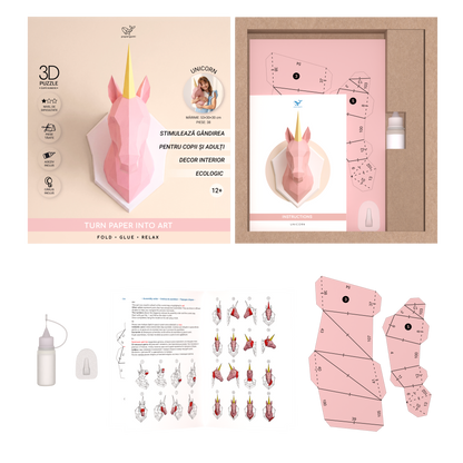 UNICORN 3D DIN HARTIE